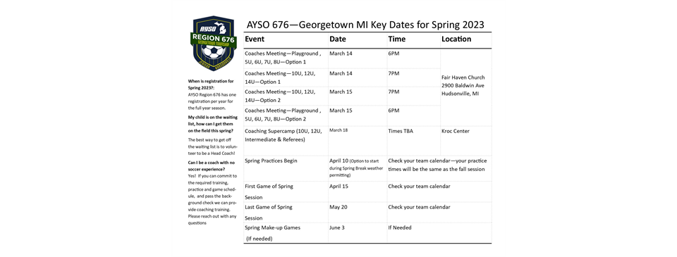 Key Dates for Spring 2023